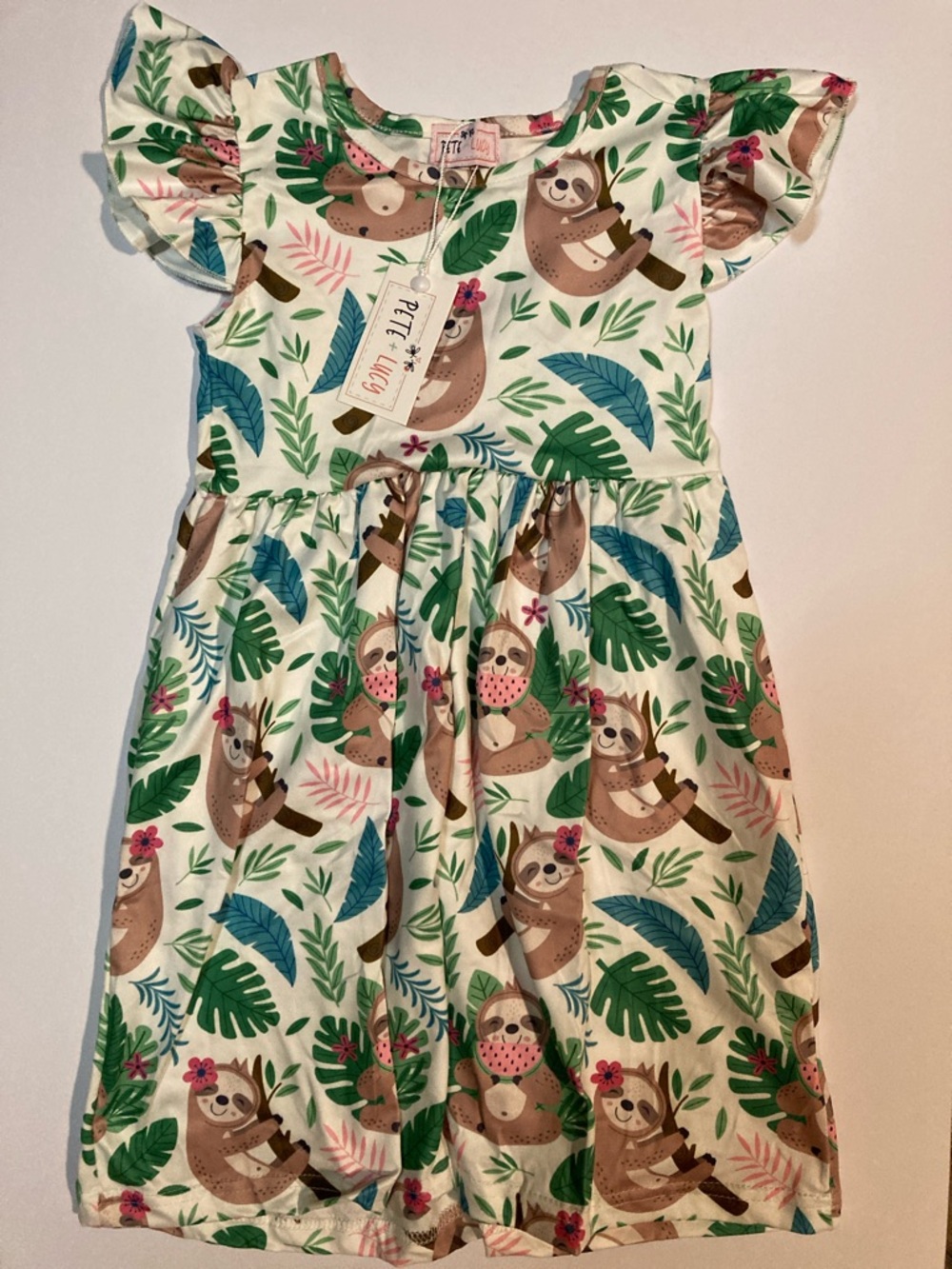 Pete + Lucy Flutter Sleeve Dress Sloths